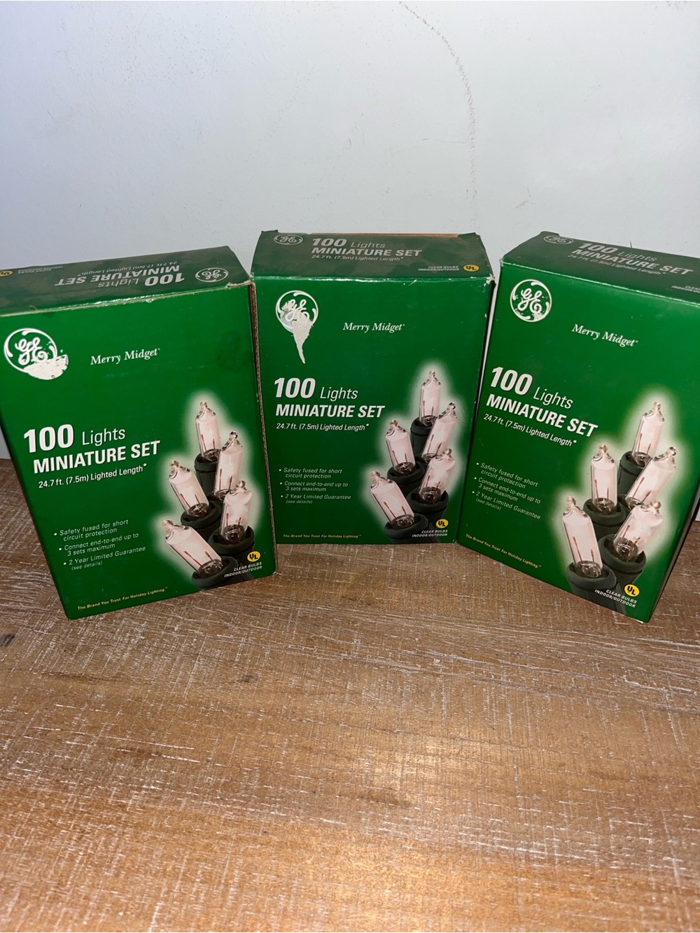 Lot 3 New GE Merry Midget 100-Light Miniature String Lights - Clear
